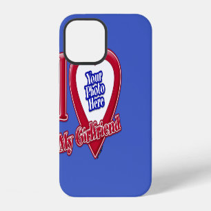 I Love My Girlfriend Photo Red Heart D R Blue iPhone 12 Case
