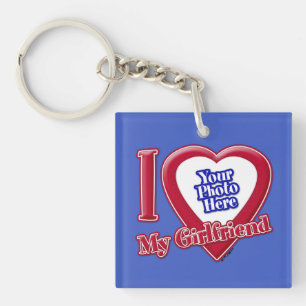 I Love My Girlfriend Photo Red Heart D R Blue Key Ring