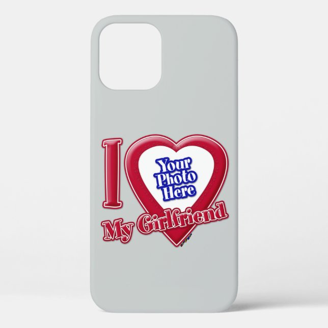 I Love My Girlfriend Photo Red Heart Grey Case-Mate iPhone Case (Back)