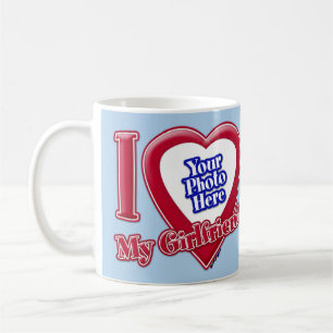 I Love My Girlfriend Photo Red Heart Light Blue Coffee Mug