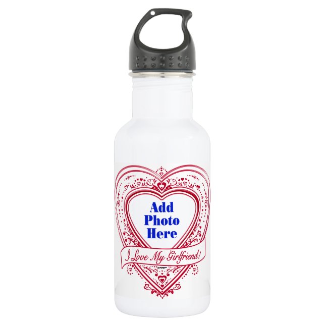 I Love My Girlfriend! Photo Red Hearts 532 Ml Water Bottle (Front)