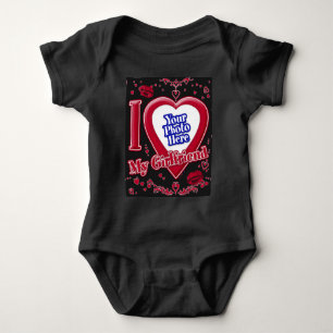 I Love My Girlfriend Photo Red Hearts Black Baby Bodysuit