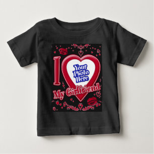 I Love My Girlfriend Photo Red Hearts Black Baby T-Shirt