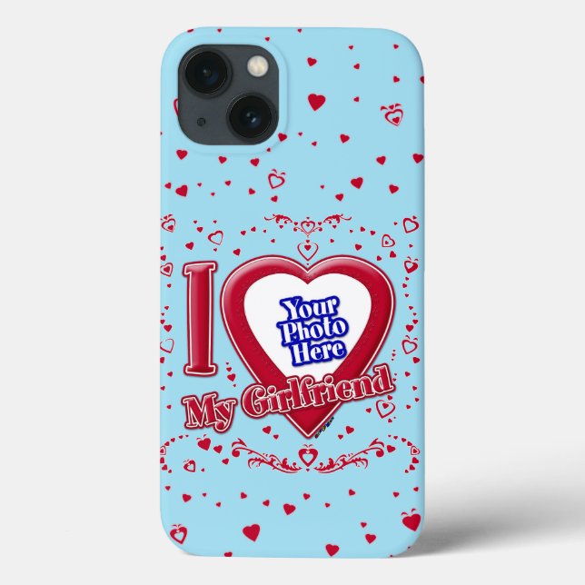 I Love My Girlfriend Photo Red Hearts Blue Horizon Case-Mate iPhone Case (Back)