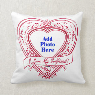 I Love My Girlfriend! Photo Red Hearts Cushion