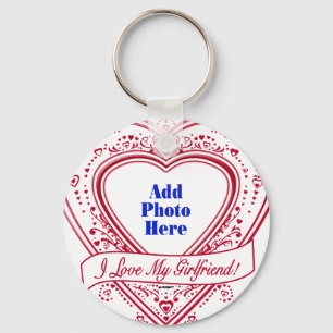 I Love My Girlfriend! Photo Red Hearts Key Ring