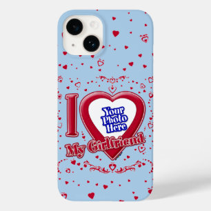 I Love My Girlfriend Photo Red Hearts Light Blue Case-Mate iPhone 14 Case