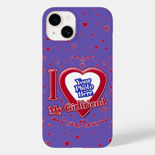 I Love My Girlfriend Photo Red Hearts Purple Case-Mate iPhone 14 Case