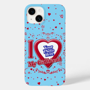I Love My Girlfriend Photo Red Hearts Turquoise Case-Mate iPhone 14 Case