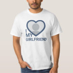 I Love My Girlfriend Photo T-Shirt<br><div class="desc">Create your own Navy Blue I Love My Girlfriend Photo Text T-Shirt with this modern and funny shirt template featuring a cool modern sans serif font and girlfriend photo into a huge red heart. Add your own photo, your name or any personalised text. You can easily change the word "girlfriend"...</div>