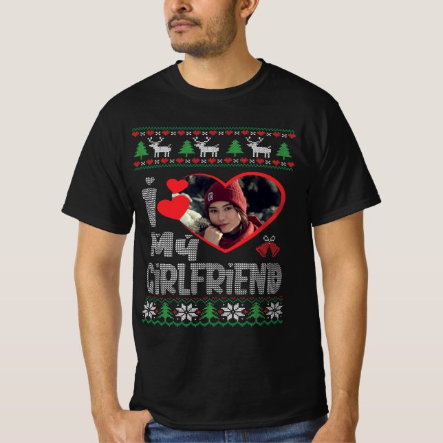 I Love My Girlfriend Photo Ugly Christmas Sweater (Front)