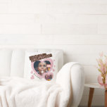 I love my Girlfriend pink brown photo y2k Cute Cushion<br><div class="desc">Create your own I love my girlfriend pillow with this template featuring 2 photos into huge pink hearts and handwritten custom text on pink and brown colours highlight. This shirt can be a cringe, funny bf anniversary gift. The "I love my girlfriend" gift is the last trending on TikTok, take...</div>