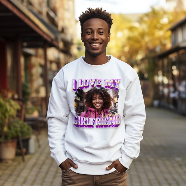 I Love My Girlfriend Purple Bootleg Rapper Photo Sweatshirt (I Love My Girlfriend Purple Bootleg Rapper Photo Sweatshirt)