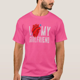I Love My Girlfriend Real Heart Shaped Image T-Shirt