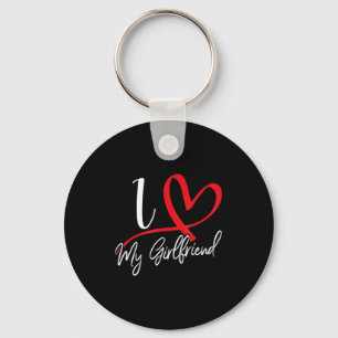 I Love My Girlfriend Red Heart Couples Valentines  Key Ring