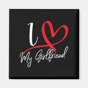 I Love My Girlfriend Red Heart Couples Valentines  Magnet