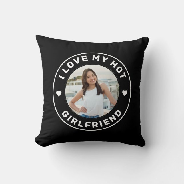 I Love My Girlfriend Simple Custom Photo Black Thr Cushion (Front)