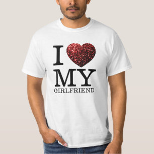 I love my girlfriend sparkles heart Valentine day T-Shirt