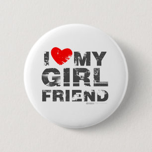 I Love My Girlfriend Vintage Valentines Day heart 6 Cm Round Badge