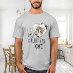 I Love My Girlfriend's Cat Custom Cute Heart Photo T-Shirt<br><div class="desc">Who do you really love? Your girlfriend or her cat! Give the perfect gift to your boyfriend this valentines day with this funny cat lover shirt ! A must have for every cat lover, cat mum and cat dad ! A fun twist on I Love My Girlfriend, this shirt quote...</div>