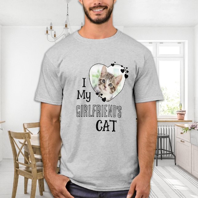 I Love My Girlfriend's Cat Custom Cute Heart Photo T-Shirt (Creator Uploaded)