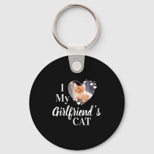 I Love My Girlfriends Cat Custom Photo T Shirt  Key Ring