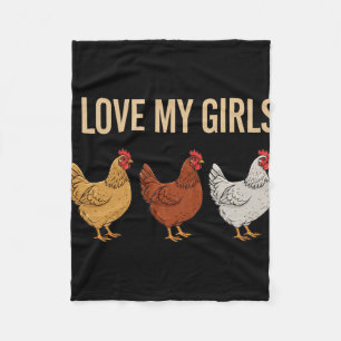 I Love My Girls Chicken Mum Farm Hen Poultry Lover Fleece Blanket