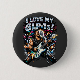 I Love My GLP-1s Rock Guitarist Neon Graphic 6 Cm Round Badge