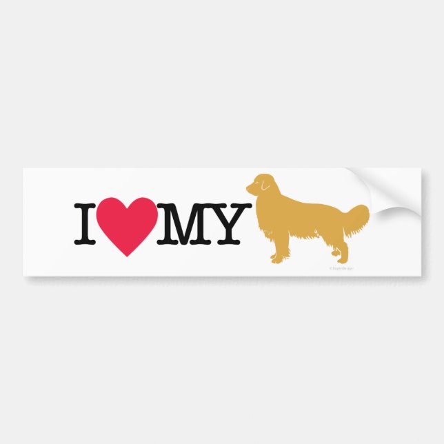 I Love My Golden Retriever ! Bumper Sticker (Front)