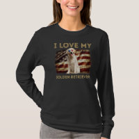 I Love My Golden Retriever Dad Mum American Flag