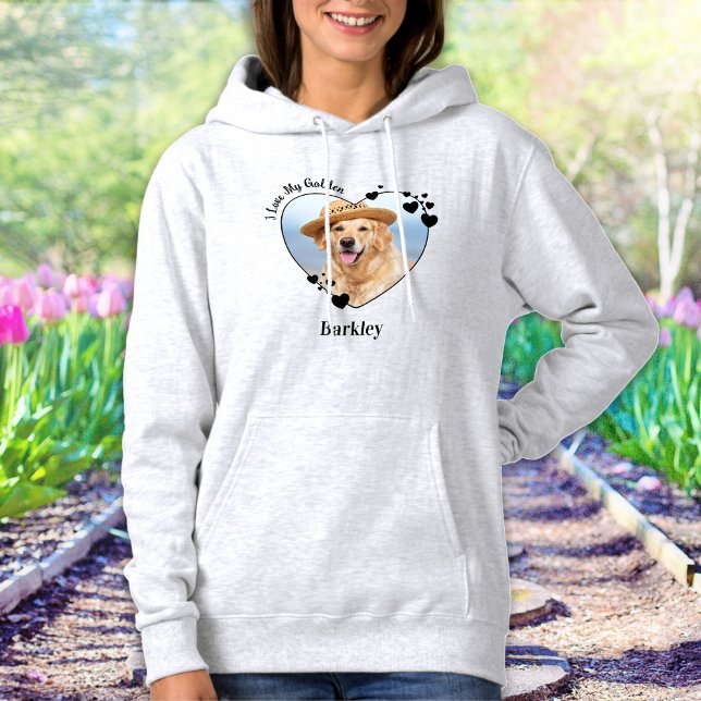 I Love My Golden Retriever Dog Heart Pet Photo Hoodie (Creator Uploaded)