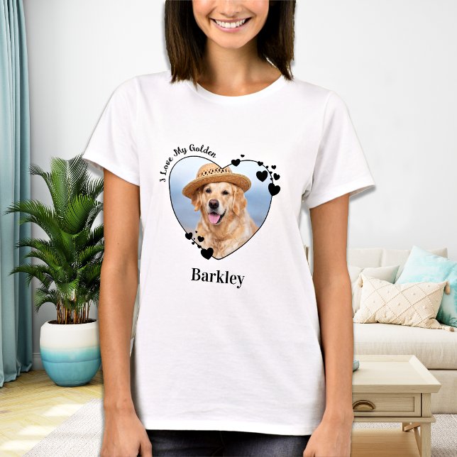 I Love My Golden Retriever Dog Heart Pet Photo T-Shirt (Creator Uploaded)