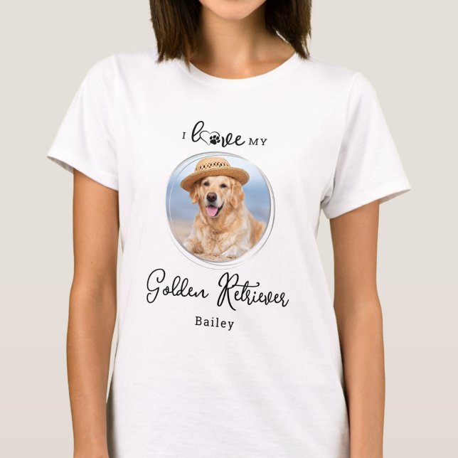 I Love My Golden Retriever Personalised Dog Photo T-Shirt (Creator Uploaded)