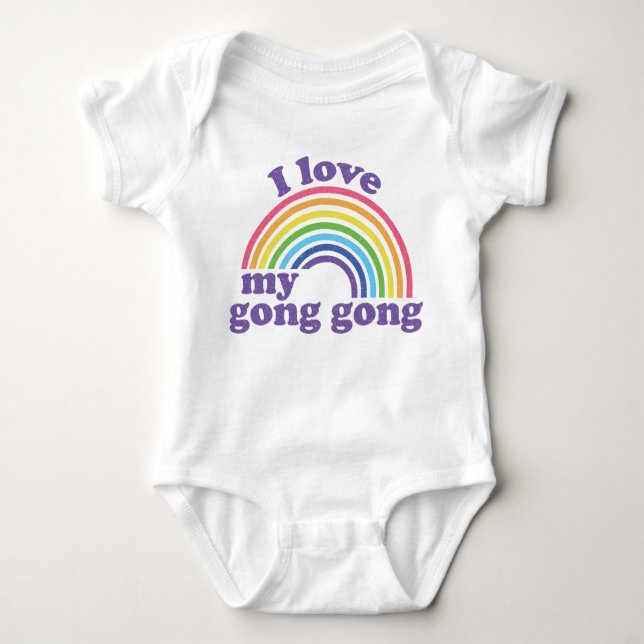 I Love My Gong Gong - Cute Rainbow  Baby Bodysuit (Front)