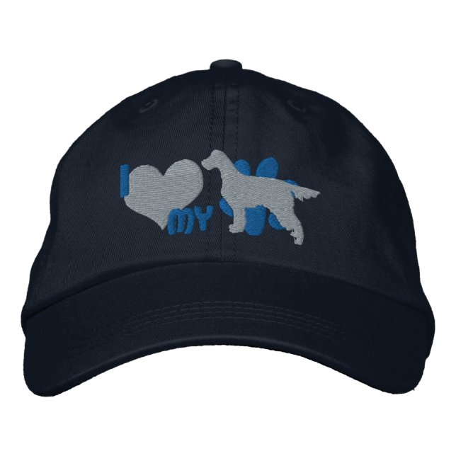I Love my Gordon Setter Embroidered Hat (Blue) (Front)