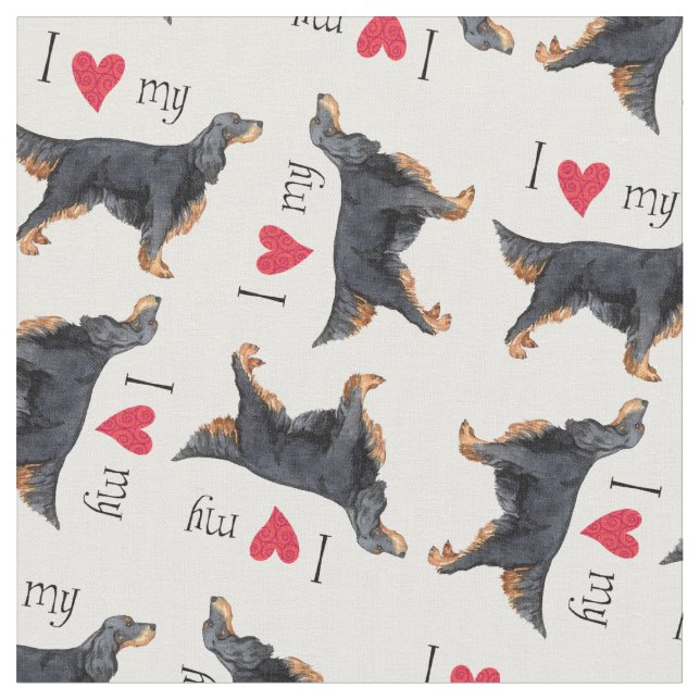 I Love my Gordon Setter Fabric (Close Up)