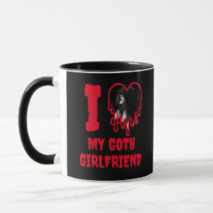 I Love My Goth Girlfriend Dripping Red Heart Photo Mug