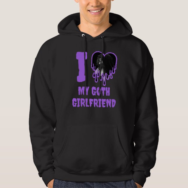 I Love My Goth Girlfriend Purple Heart Photo Hoodie (Front)
