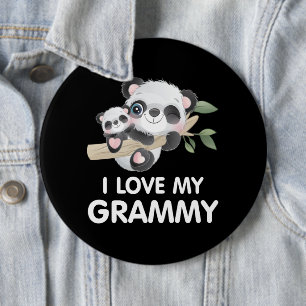 I Love My Grammy Cute Baby and Adult Pandas 6 Cm Round Badge