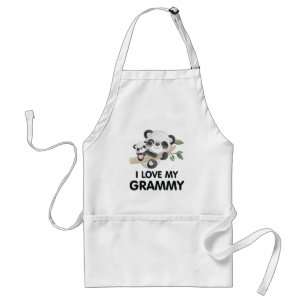 I Love My Grammy Cute Baby and Adult Pandas Standard Apron