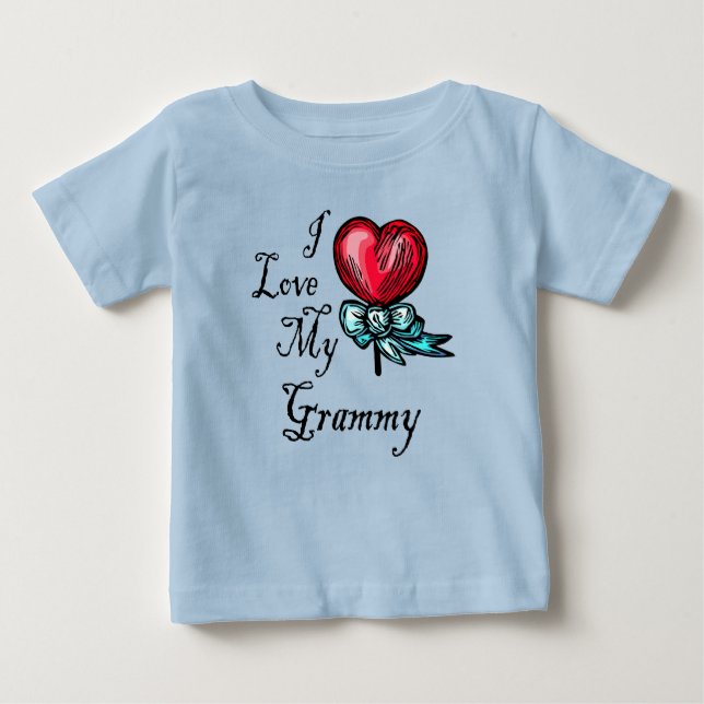 I Love My Grammy Heart Lollipop Baby T-Shirt (Front)