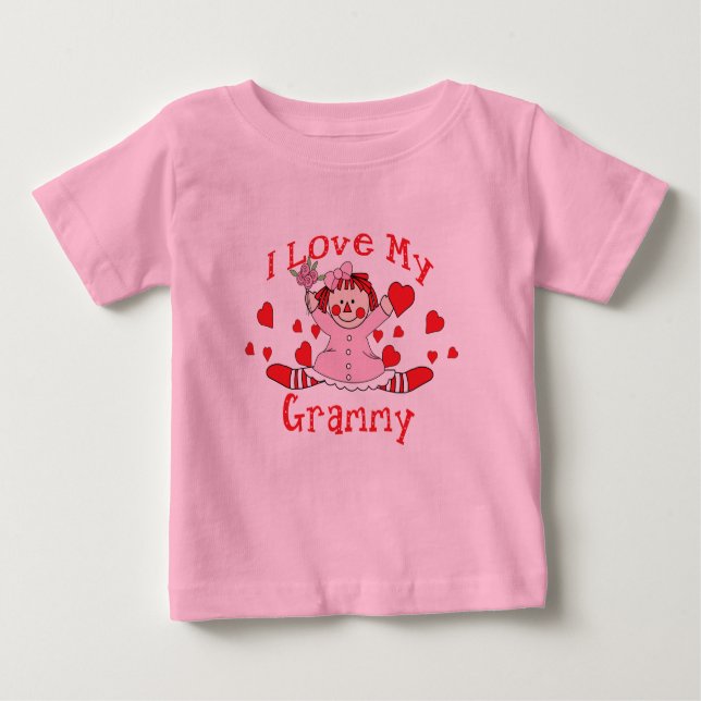 I love My Grammy Rag Doll & Hearts Baby T-Shirt (Front)