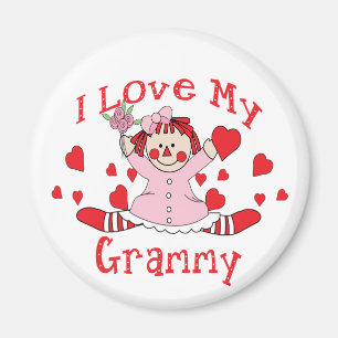 I love My Grammy Rag Doll & Hearts Magnet