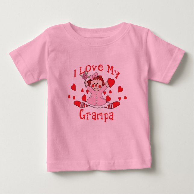 I love My Grampa Rag Doll & Hearts Baby T-Shirt (Front)
