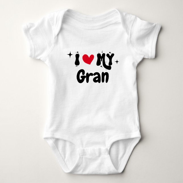 I Love My Gran Retro Stars Customisable Newborn  Baby Bodysuit (Front)