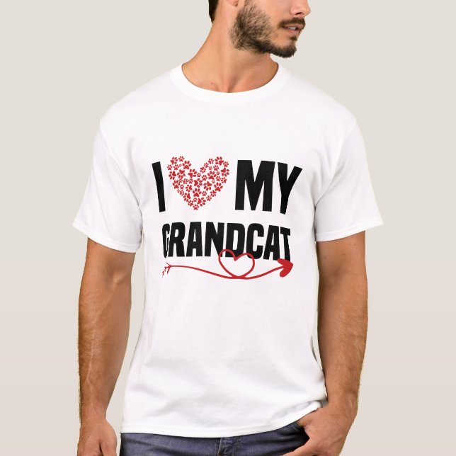  I Love My Grandcat Heart Paw Cat Lovers T-Shirt (Front)
