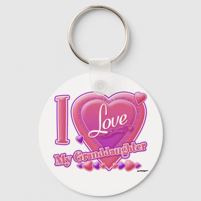 I Love My Granddaughter pink/purple - heart Key Ring (Front)