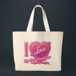 I Love My Granddaughter pink/purple - heart Large Tote Bag<br><div class="desc">I Love My Granddaughter pink/purple - heart</div>