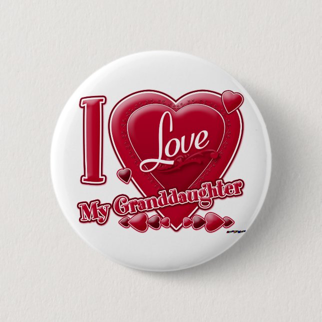 I Love My Granddaughter red - heart 6 Cm Round Badge (Front)