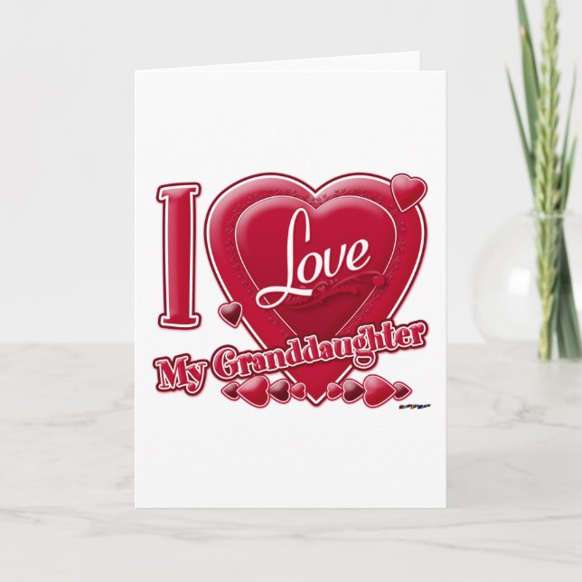 I Love My Granddaughter red - heart Holiday Card (Front)